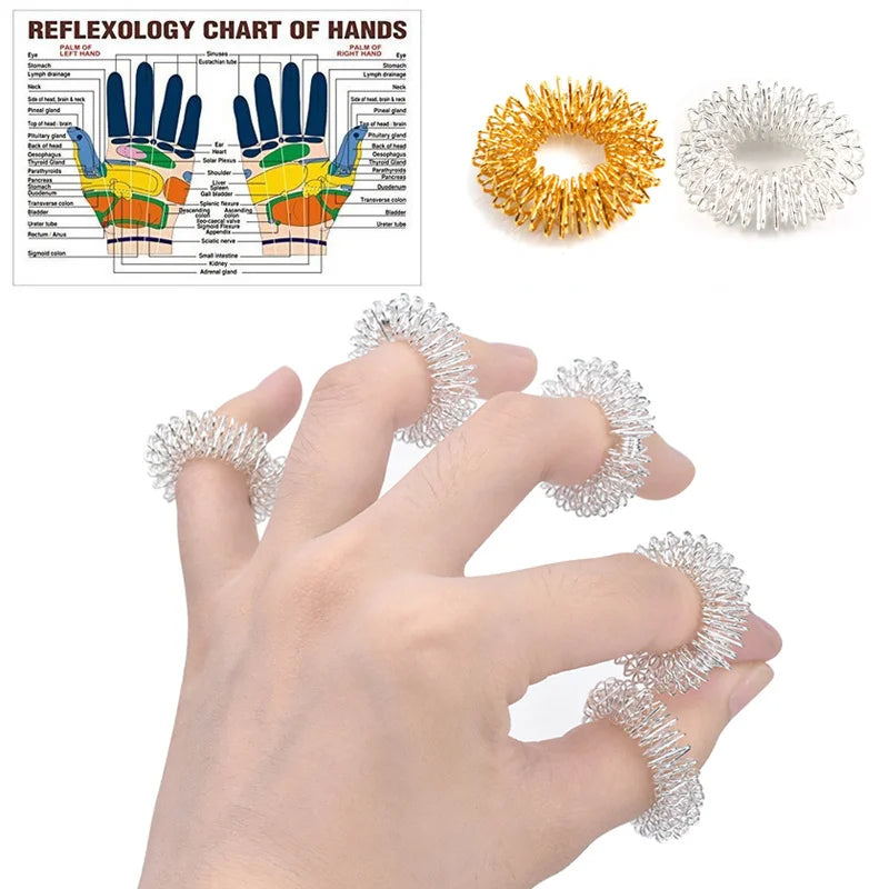 Stainless Steel Acupressure Finger Massage Rings