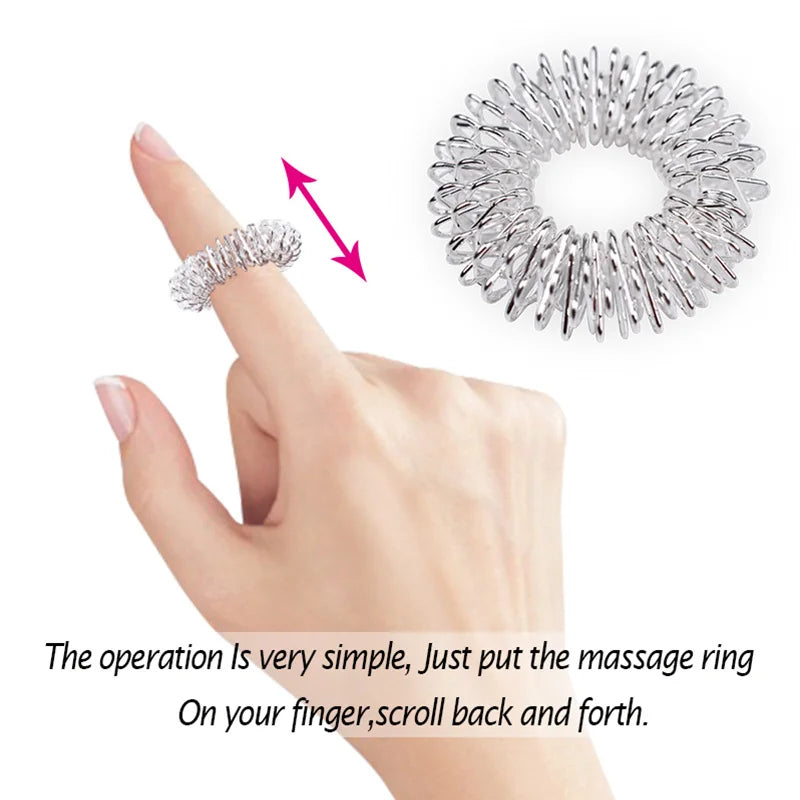 Stainless Steel Acupressure Finger Massage Rings