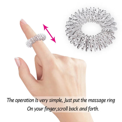 Stainless Steel Acupressure Finger Massage Rings