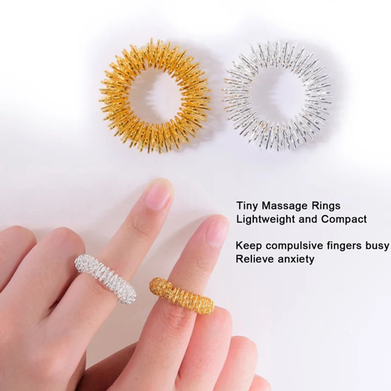 Stainless Steel Acupressure Finger Massage Rings